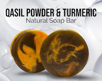 Qasil Powder and Organic Turmeric Handmade Soap| Natural Skincare| Unscented 4.5oz Bar