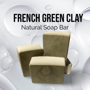 May include: Three bars of green French green clay soap. The soap is a natural soap bar.