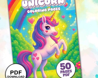 Unicorn Coloring Pages , Unicorn Printable PDF , 10 Coloring Pages for ...