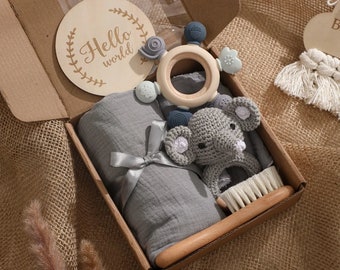 Cadeauset voor pasgeboren baby, cadeau voor babymeisje, pasgeboren babycadeau, pasgeboren babycadeau, babybadcadeauset, handgemaakt cadeau