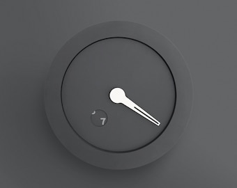 Reloj de pared moderno hecho a mano en gris oscuro, diseño minimalista