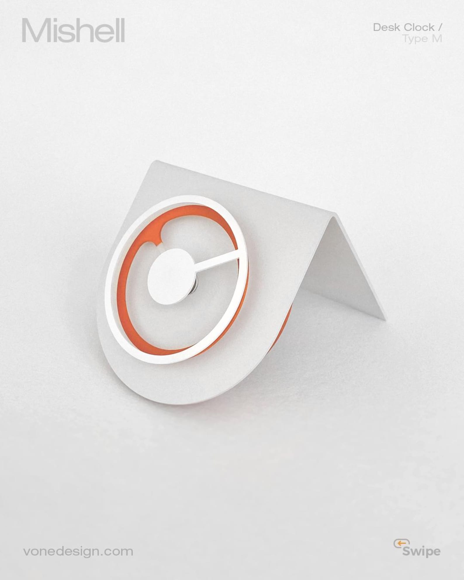 Folded-style White and Terracotta Desk Clock – Modern Handcrafted ...