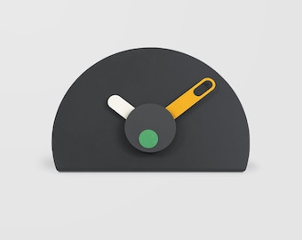 Reloj de repisa moderno de metal, azul marino, amarillo y verde, hecho a mano