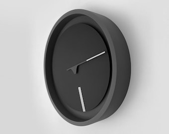 Matte Black Wall Clock: Modern Minimalist Home Decor (16.5 inch)