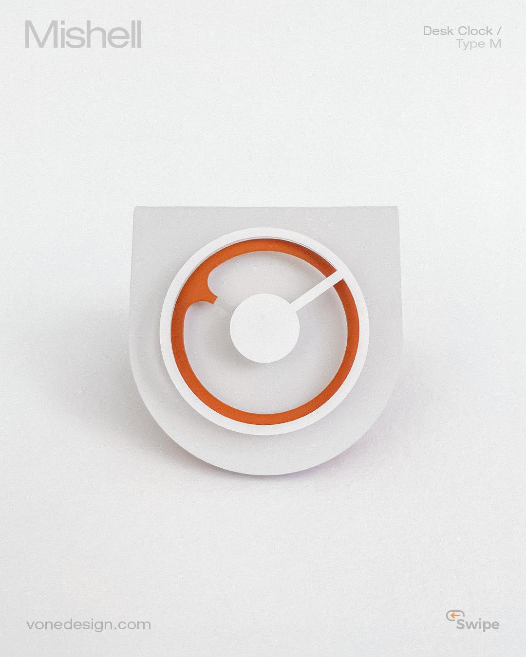 Folded-style White and Terracotta Desk Clock – Modern Handcrafted ...