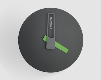 Reloj de pared verde moderno hecho a mano: decoración minimalista para el hogar