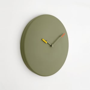 Green Wall Clock, Nordic Home Decor, Modern Minimalist & Unique, Handmade 42cm