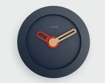 Handmade Navy Blue Wall Clock: Modern Minimalist Decor