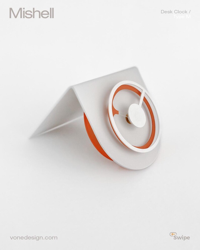 Folded-style White and Terracotta Desk Clock – Modern Handcrafted ...