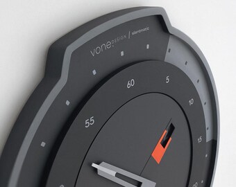 Handmade Sporty Wall Clock: Orange Accent, Silent Mechanism (50cm)