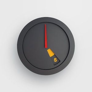 Unique Wall Clock, Modern and Minimal Design, Dark and Red Clock, Creative Wall Clock, Unique Gift for Home Decor