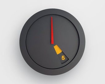 Modern Minimalist Wall Clock: Dark & Red Accent Clock