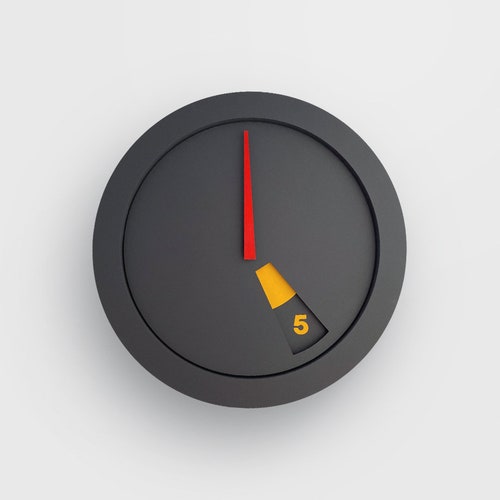 Modern Minimalist Wall Clock: Dark & Red Accent Clock