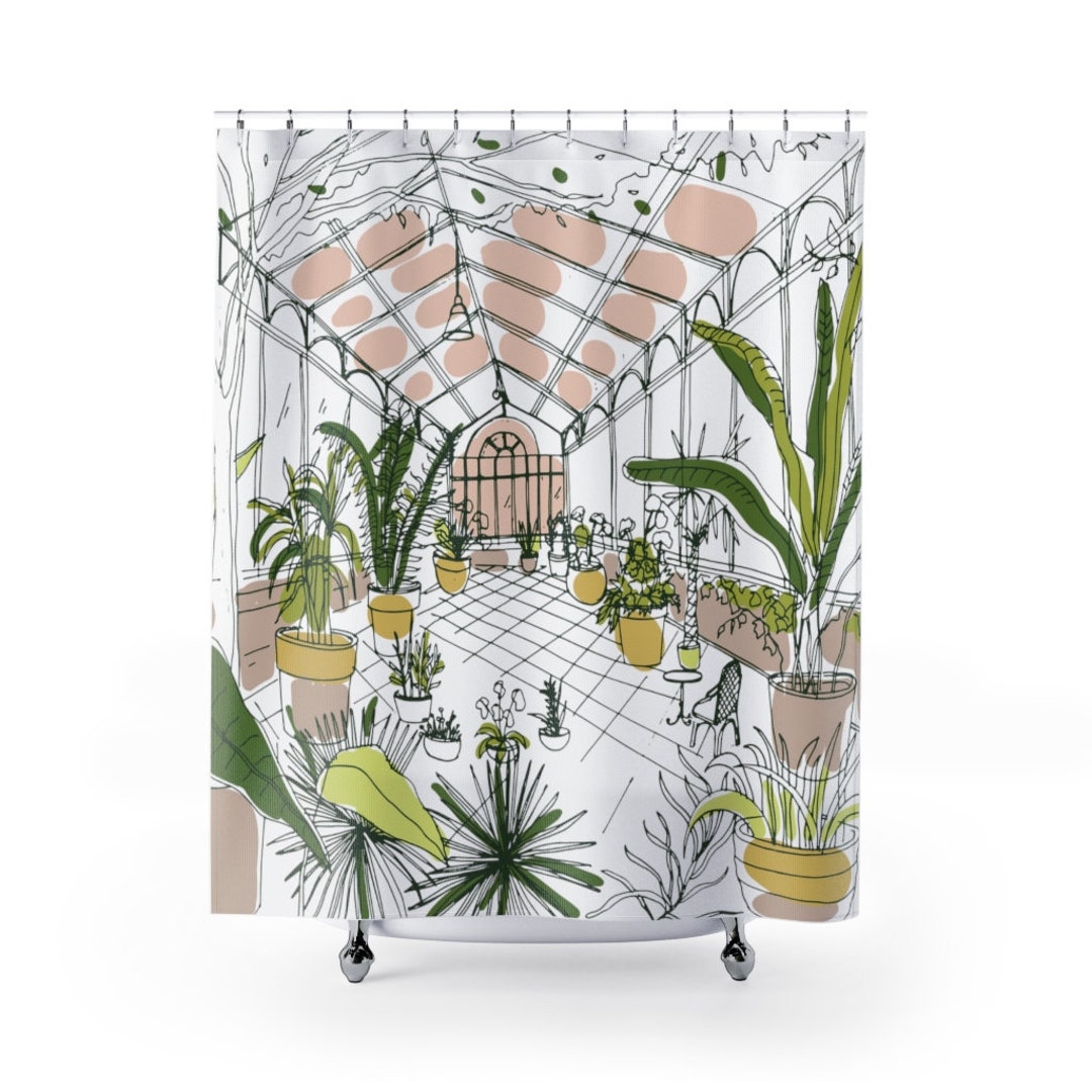 BOTANICAL Plants Boho Greenhouse Shower Curtain Boho Bath Etsy
