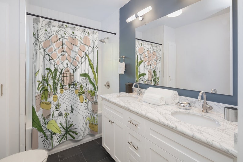 BOTANICAL Plants Boho Greenhouse Shower Curtain Boho Bath Etsy
