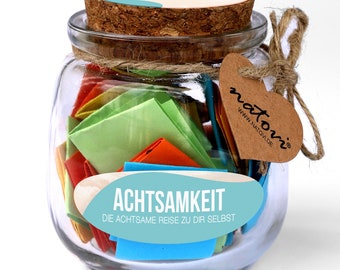 Achtsamkeits Challenge - 52 Achtsamkeitsübungen im Glas - wunderschönes Yoga & Achtsamkeits-Geschenk für Frauen - Achtsamkeitskarten