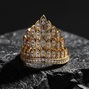14k Gold Diamant viktorianischen Ring, Verlobungsringe für Frauen, Statement Ring, Hochzeit Königin Ring Versprechen Ring, Silber Weihnachten Schmuck für sie