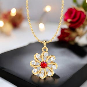 Handmade Garnet Flower Necklace: Sterling Silver January Birthstone Jewelry