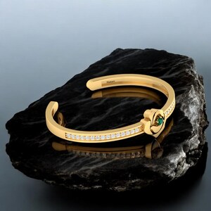 Emerald Rose Flower Bracelet: Gold Filled Sterling Silver May Birthstone