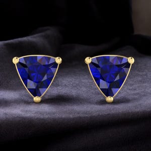 Blue sapphire Earring, Ear studs, Sapphire Studs,September Birthstone Earrings, Dainty September Birthstone Earrings,Christmas Gift,Huzurr
