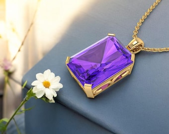アメジストの宝石ネックレス、パープルダイヤモンドのネックレス 