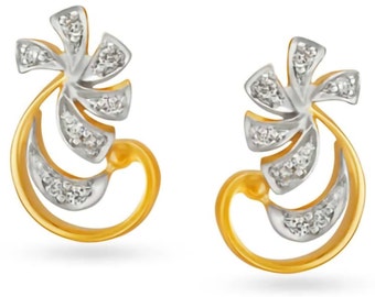 14 Kt Gold Earring, Stud Earring, Earrings For Women's, Gold Earring, Natural Diamond Earring, Wedding Gift,Handmade Silver Earring.