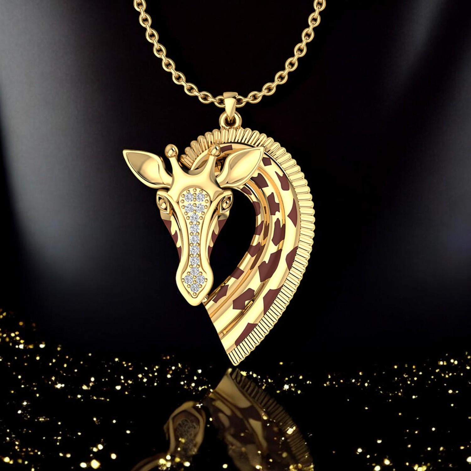 14k Gold Diamond necklace,Animal necklace,Gold Giraffe Necklace,Animal Lover, Everyday Jewelry, Christmas Gift for Her,Giraffe Charm Pendant