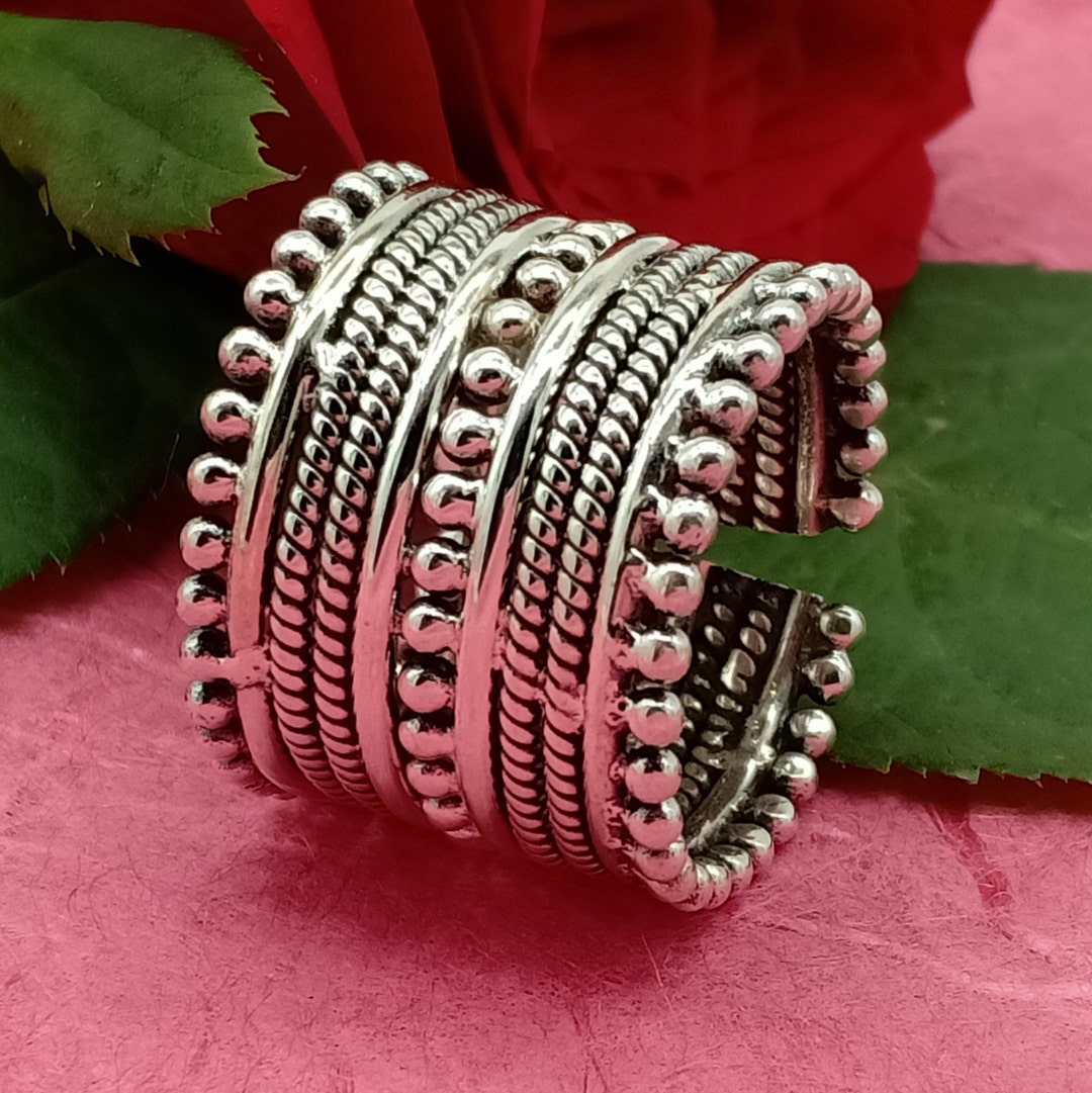 Chunky Sterling Silver Statement Ring: Adjustable Open Band - Etsy