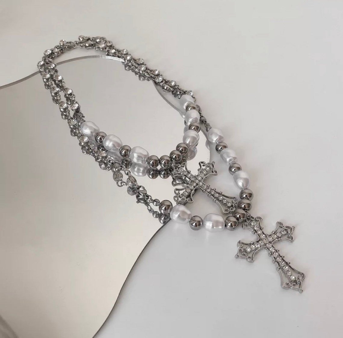 Cyber Y2k Cross Necklaces Goth Chunky Chain Alternative Etsy