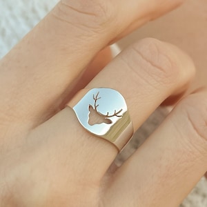 Deer ring, 925 sterling silver