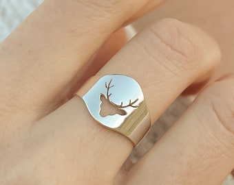 Deer ring, 925 sterling silver