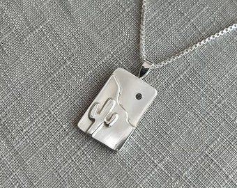 Cactus necklace, Desert scenery, Sterling silver 925