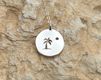 Palm tree necklace, silver 925