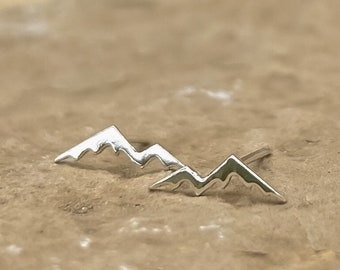 Mountain earrings, silver handmade stud earrings