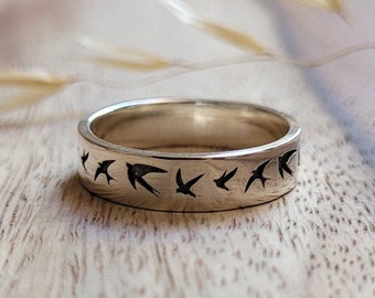 Swallow ring, 925 sterling silver, swallow jewelry