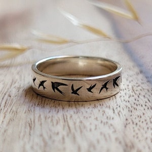 Swallow ring, 925 sterling silver, swallow jewelry