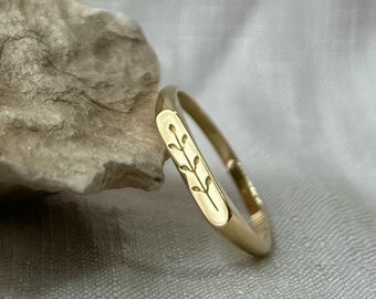 Olive branch ring, 14K solid gold