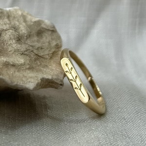 Olive branch ring, 14K solid gold image 1