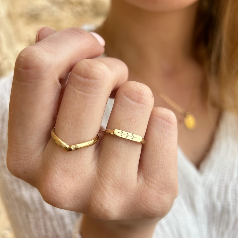 Olive branch ring, 14K solid gold image 2