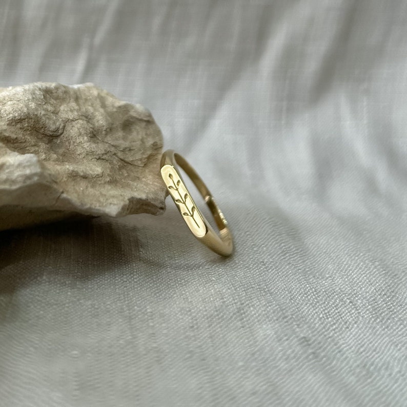 Olive branch ring, 14K solid gold image 1