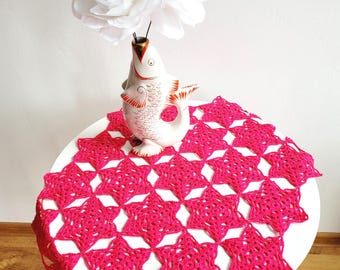 Pink Crochet Doily: Cotton Table Centerpiece, Home Decor (37x23.3 inches)