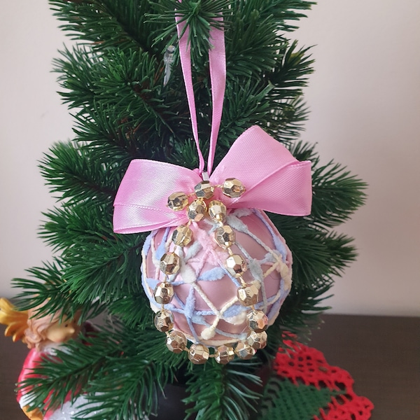 Handmade Christmas Ornaments, Shabby chic Christmas Baubles, Hanging Ornaments, Christmas Decoration