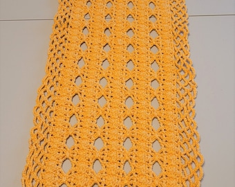 10 inch long Crochet table runner, yellow doily for home decor, Gift, Lace doily