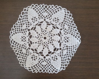 9.6 inch handmade doily, White Crocheted Doily, Crochet doily for home decoration, home decor