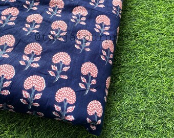 New Small Flowers Beautiful Hand Block Printed Fabric, Cotton Fabric, Indian Fabric, fabric by yard, Block Printed Cotton womens clothing