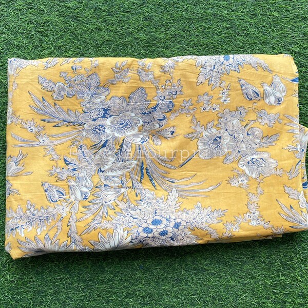 HAND BLOCK INDIAN Beautiful Floral Print Cotton Fabric Craft Sewing By