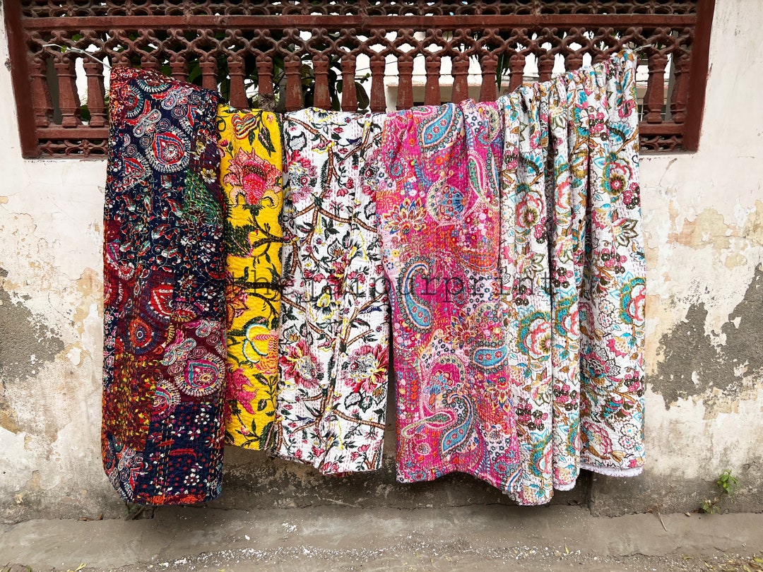 LOT of Luxury Indian Kantha Quilts Handmade Kantha Quilts Etsy