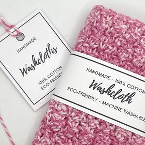 Etiquetas y envoltorios para toallitas IMPRIMIBLES. Etiquetas de crochet para artículos hechos a mano, etiquetas de crochet, etiquetas imprimibles, empaques DIY. Tamaño A4 y carta.