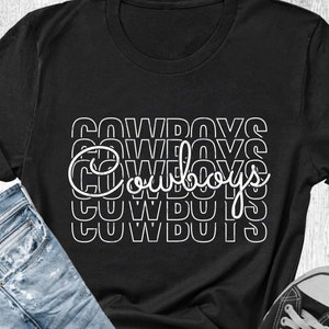 Cowboys Gestapeld &Script SVG, Honkbal svg, Voetbal svg, Voetbal Mom, Sport svg, Download Cut File, Cowboys SVG Digital Download, Dallas Svg