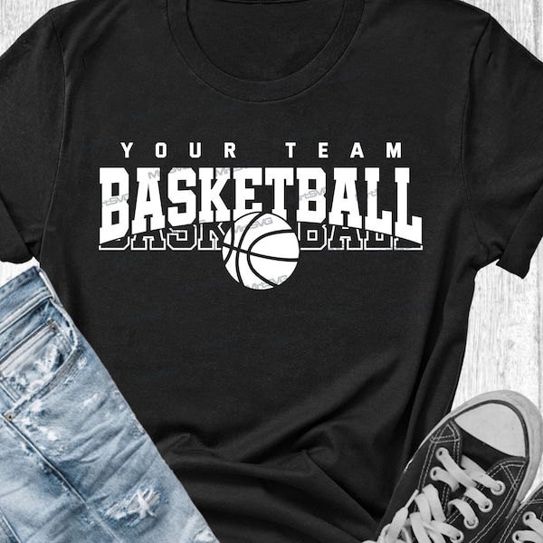 Svg de l'équipe de basket-ball, chemises d'équipe, modèles de basket-ball Svg, fichiers de coupe Cricut, silhouette, chemise de basket-ball Svg, basket-ball maman, Png Dxf Eps